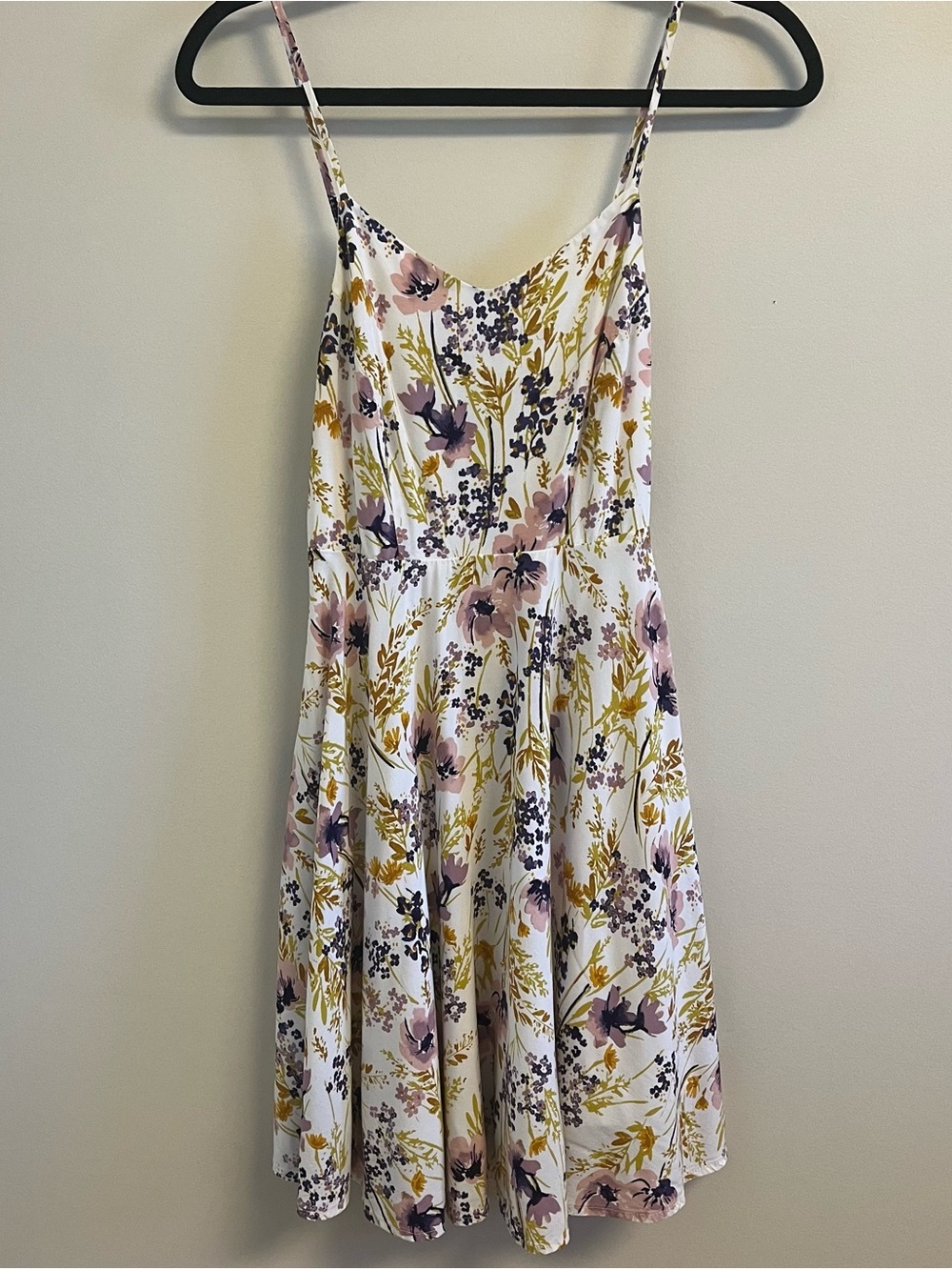 Womens Dress XS Floral Spaghetti Straps iWhite, Pink & Mustard Boho Fairy